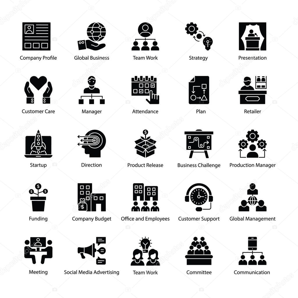 Business Management Glyph Icons Pack 