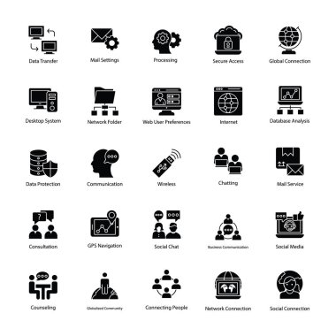 Ağ ve iletişim simgeler koleksiyonu 