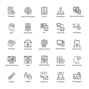 Ağ ve iletişim simgeler koleksiyonu 