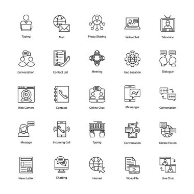 Ağ ve iletişim Icons Set