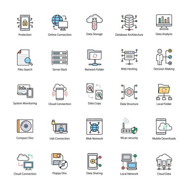 veri bilim düz simgeler