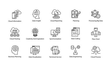 Veri bilim vektör simgeler kümesi