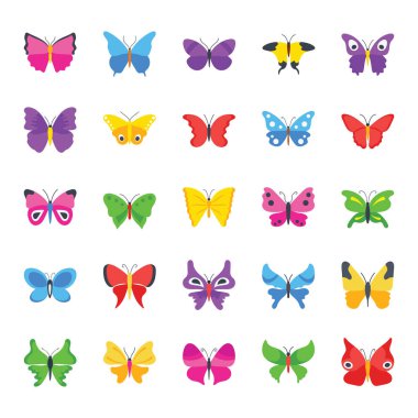 Butterfly Common Species Flat Icons clipart