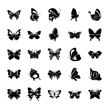 Butterfly Rare Species Glyph Icons clipart
