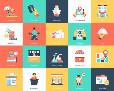 Yenilikçi seyahat düz simgeler 