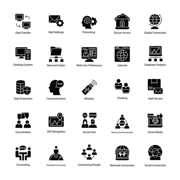 Ağ ve iletişim simgeler koleksiyonu 
