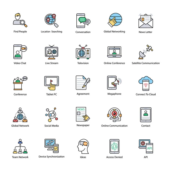 Ağ düz Vector Icons Set