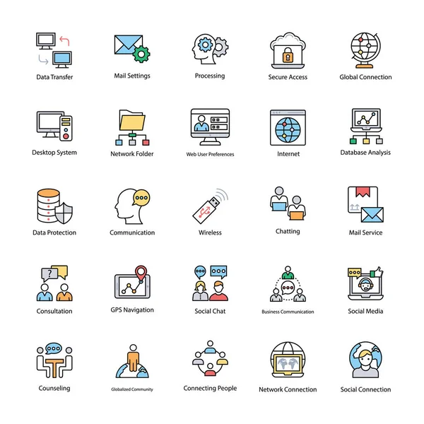 Ağ ve iletişim simgeler koleksiyonu 