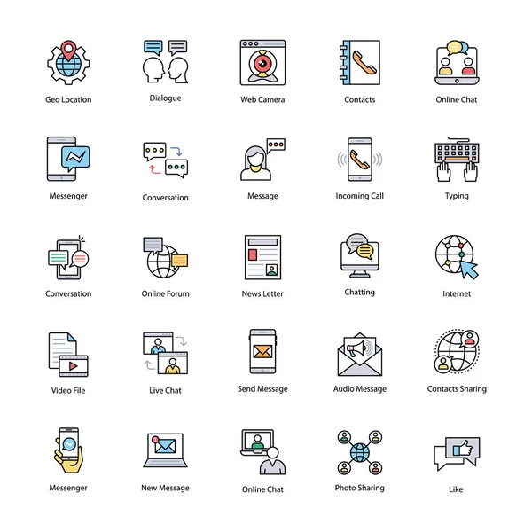 Ağ ve iletişim Icons Set