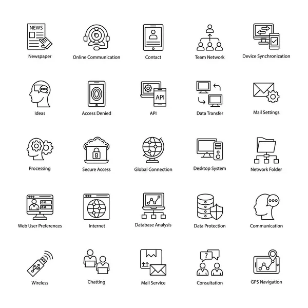 Колекція Мережі Спілкування Іконки — стоковий вектор