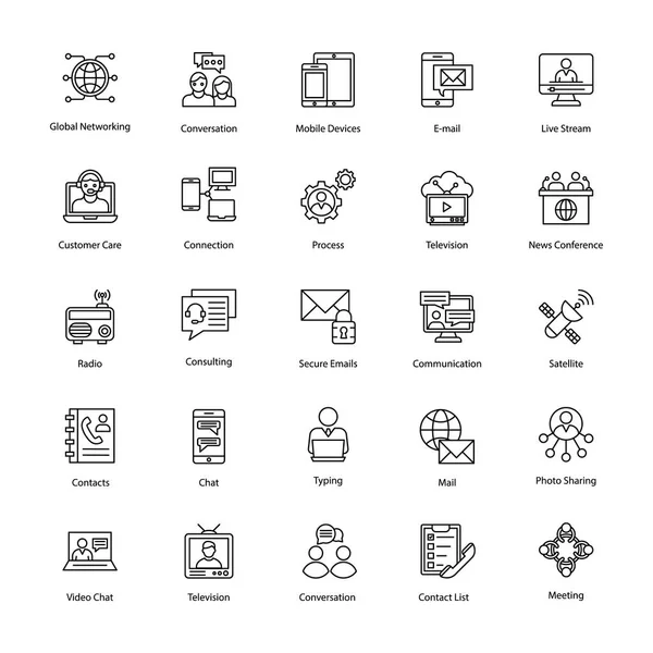 Ağ ve iletişim hattı vektör simgeleri 