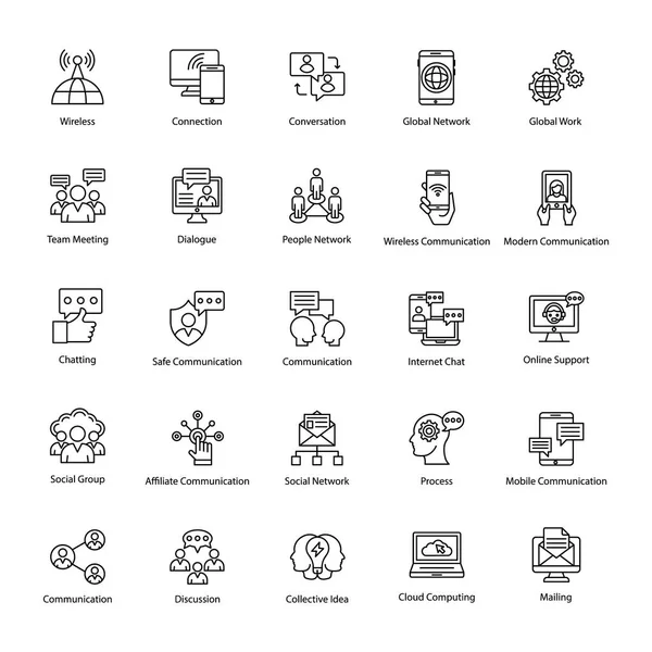 Ağ ve iletişim anahat simgeleri
