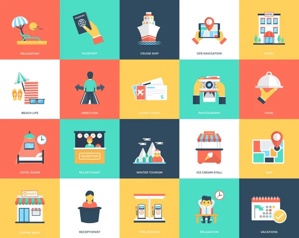 Yenilikçi seyahat düz simgeler 
