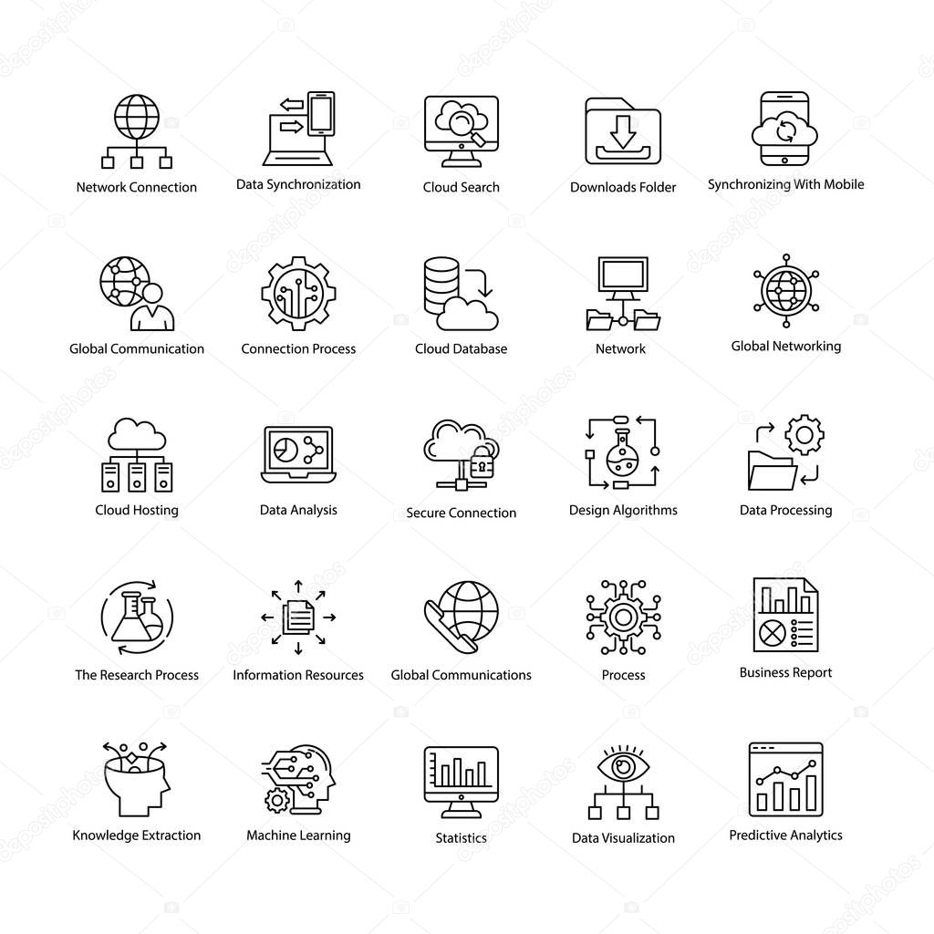 Collection of Data Science Line Vector Icons