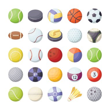 Spor topları düz Vector Icons Set