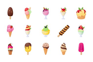 Dondurma düz vektör simge kümesi