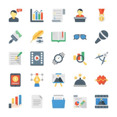 Yaratıcı süreç düz vektör simgeler