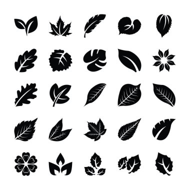 Leaf Glyph Vector Icons  clipart