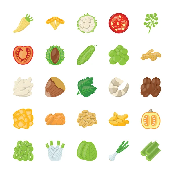 Set Iconos Ingredientes Alimentarios — Vector de stock