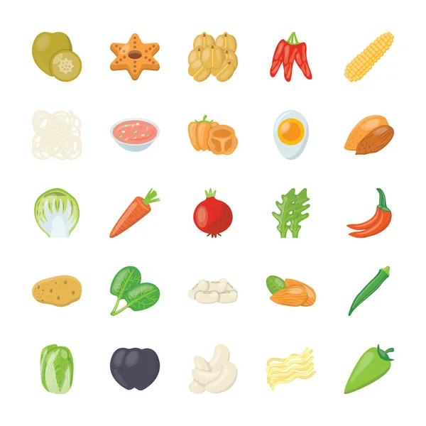 Ingredientes Alimentares Icon Pack — Vetor de Stock