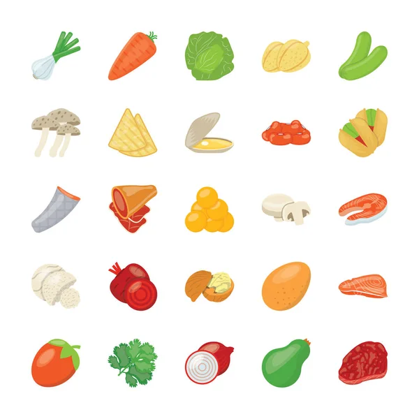 Food Ingredients Icons Pack — Stock Vector