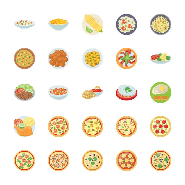 Yemekleri düz Icons Set