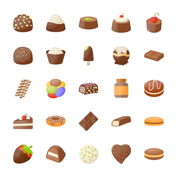 Chocolate Flat Vector Icons Pack 