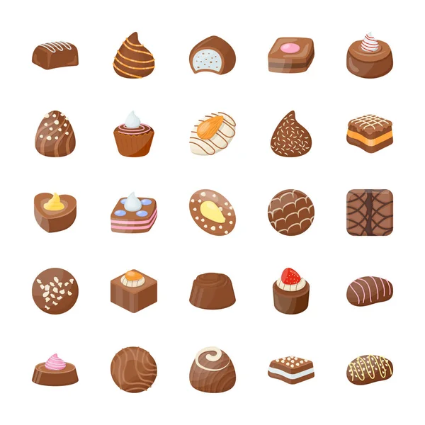 Pack Icônes Plates Chocolat — Image vectorielle
