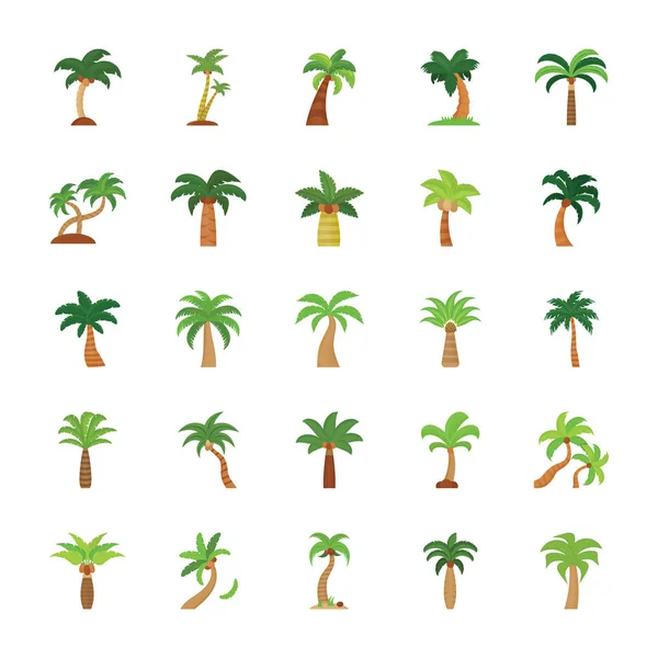 Trees Flat Icons Set — Stock Vector