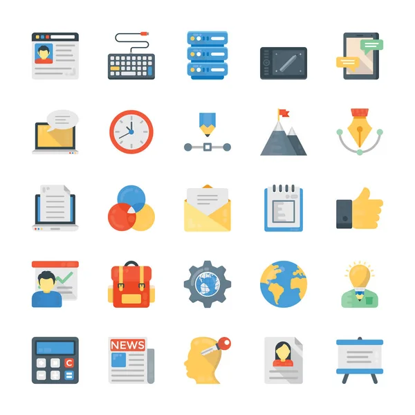 Platte Icons Set Van Creatieve Proces — Stockvector