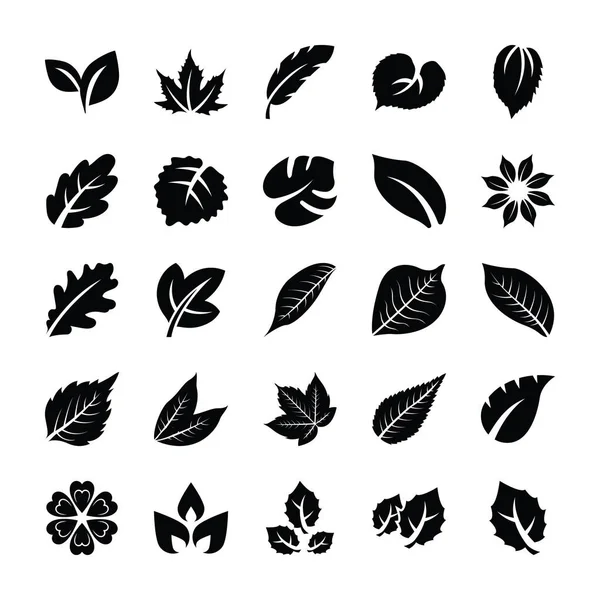 Icônes Vectorielles Glyphe Des Feuilles — Image vectorielle