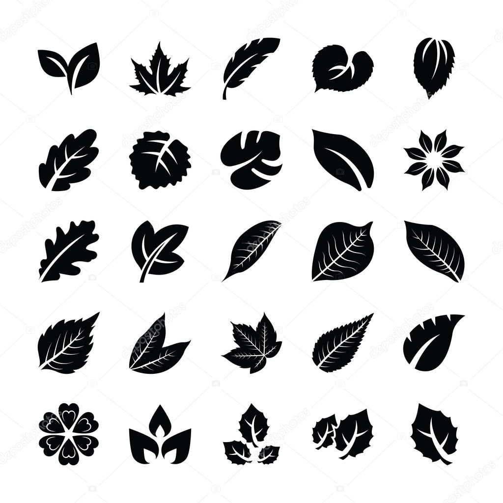 Leaf Glyph Vector Icons 