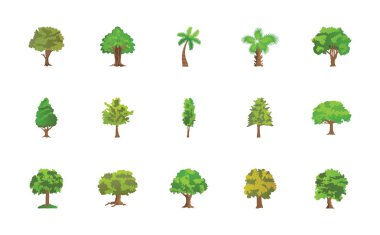 Trees Flat Vector Icons Pack clipart