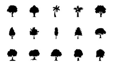 Trees Glyph Vector Icons Pack clipart