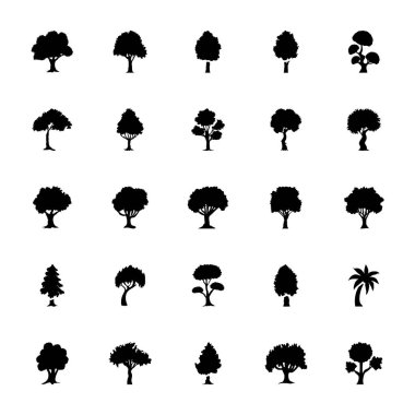 Trees Glyph Vector Icons Set clipart