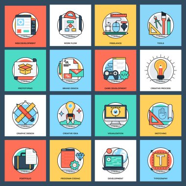 Tasarım ve geliştirme düz Vector Icons Set