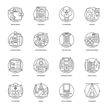 Tasarım ve geliştirme glif vektör simgeler