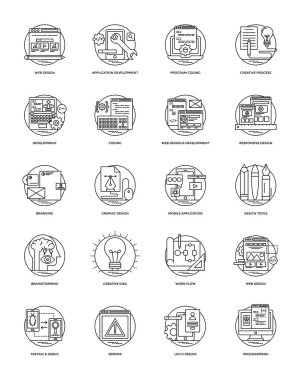 Tasarım ve geliştirme glif vektör simgeler