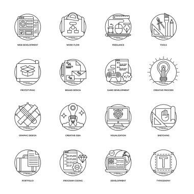 Tasarım ve geliştirme glif Vector Icons Set