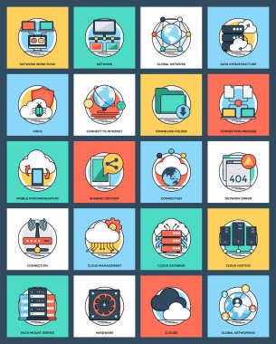 Internet ve ağ düz simgesi