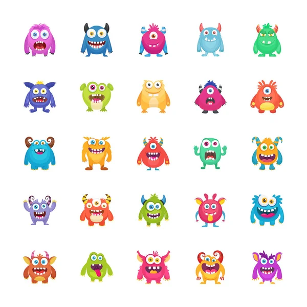 Monster Characters Flat Pack — Stock Vector