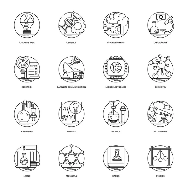 Science Technology Line Icons Set — Stock Vector