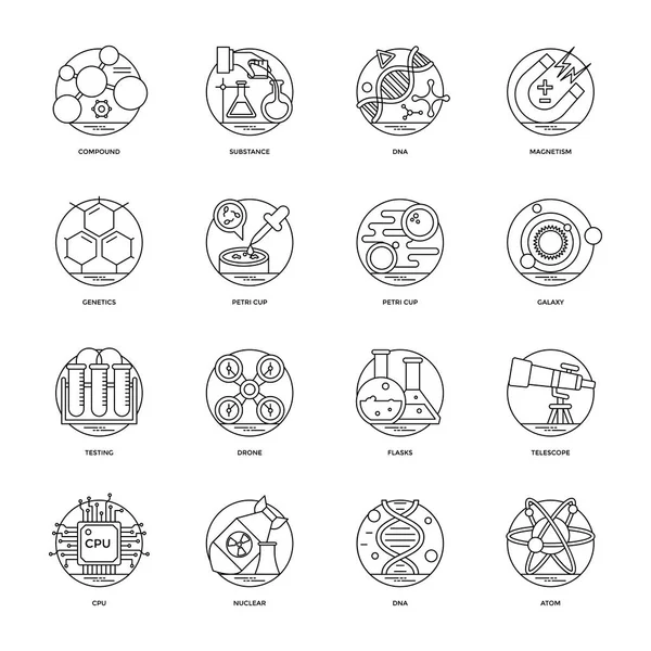 Science Technology Line Vector Icons Set — Stock Vector