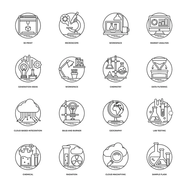 Bilim ve teknoloji çizgi vektörü simgeleri 