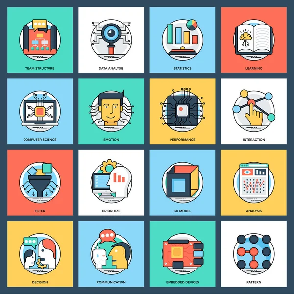 Yapay zeka düz vektör simgeler