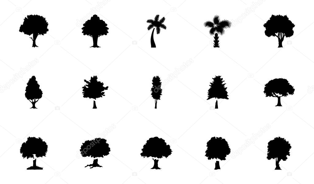 Trees Glyph Vector Icons Pack