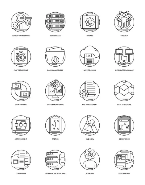 İş ve veri yönetimi satır Icons Set