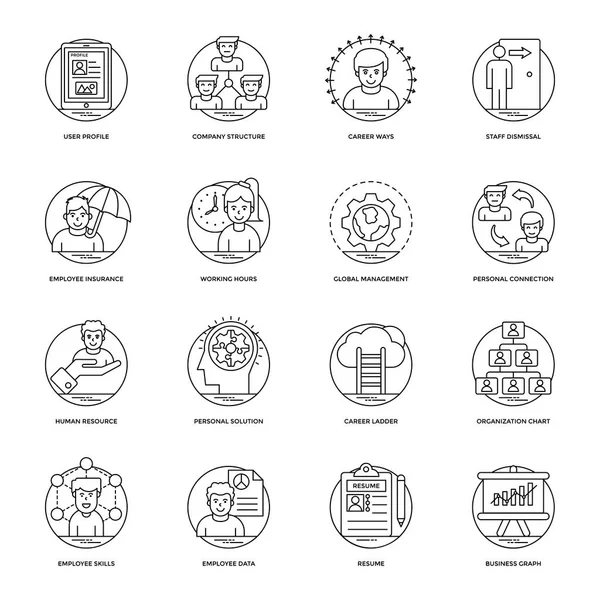 İş ve veri yönetimi çizgi vektör simgeler kümesi