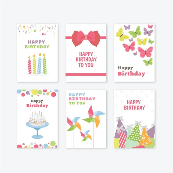 Birthday Greetings Cards Pack — Stock Vector