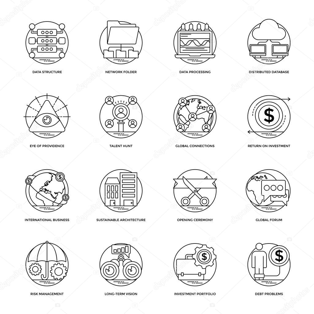 Pack of Business and Data Management Line Vector Icons 